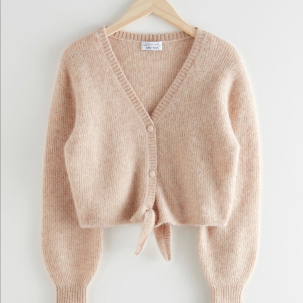 & Other Stories Cropped Tie Front Sweater